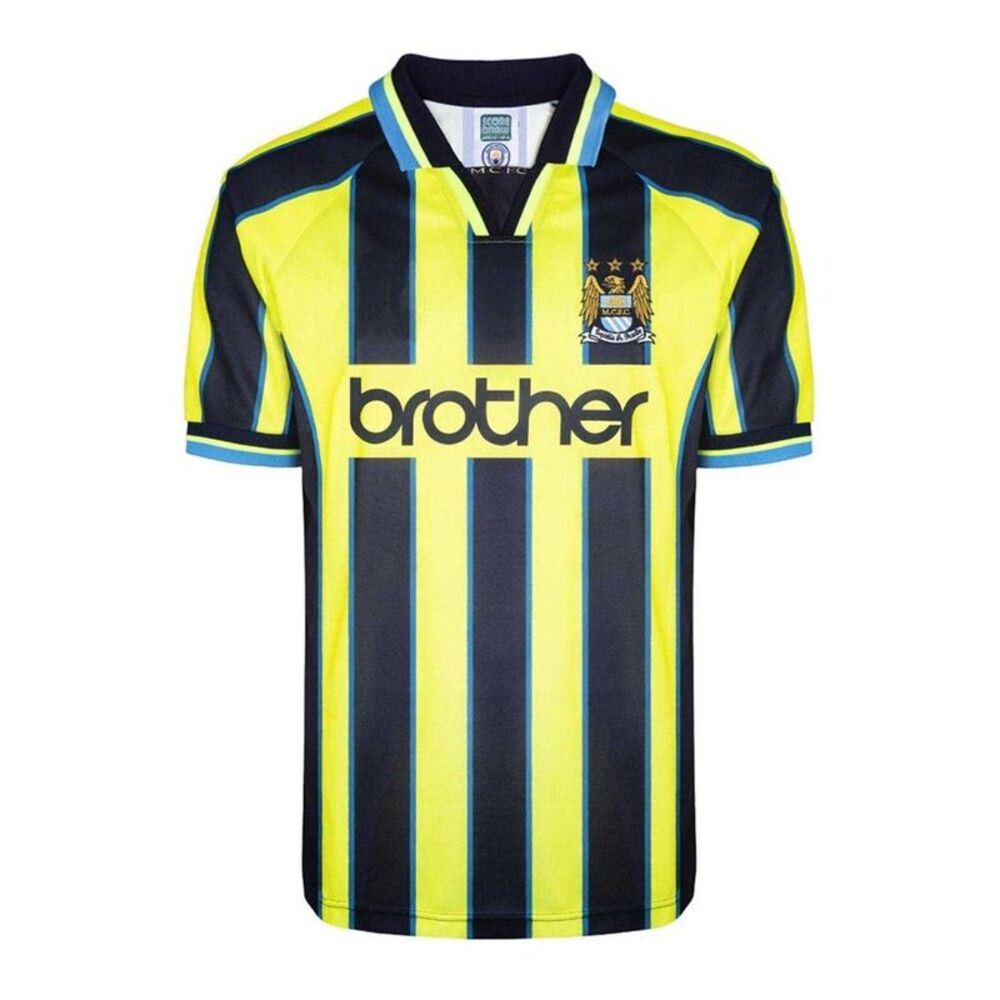 Manchester City FC Mens Draw Vertical Stripe Regular T-Shirt / Neon